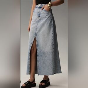 Anthropologie Pilcro Madi Front Slit Denim Maxi Skirt
